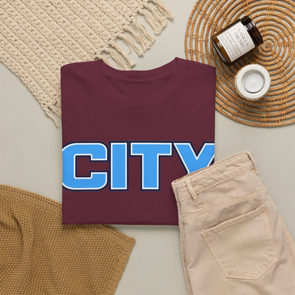 CITY Graphic Tee — Retro Man City Inspired Blue Block Letter T-Shirt