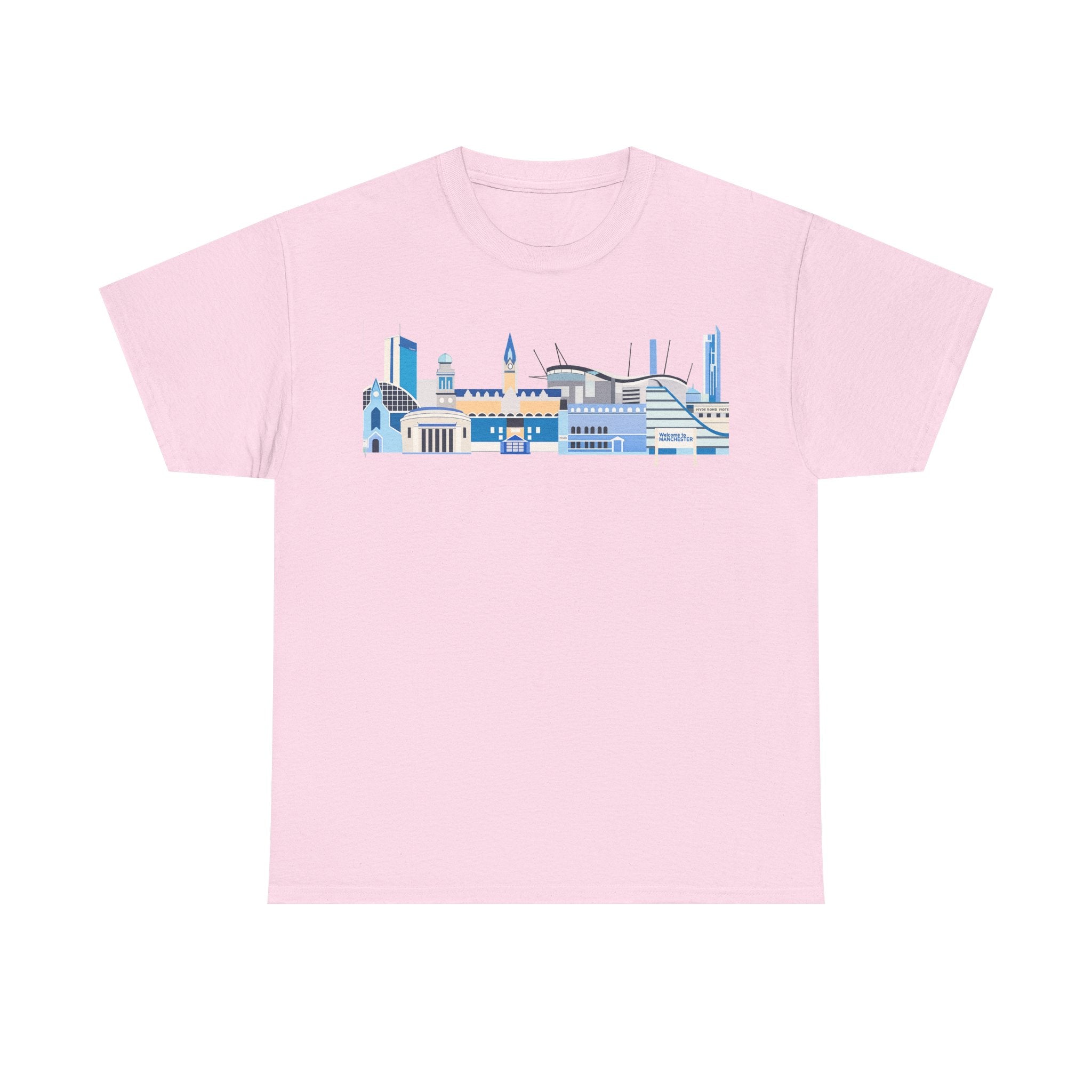 Manchester City Skyline Tee — Minimal Blue Urban Landscape T‑Shirt