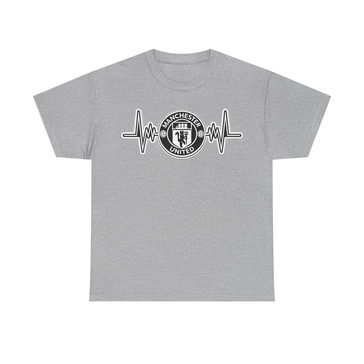 Manchester United Inspired Heartbeat T‑Shirt — Football Fan Pulse Tee