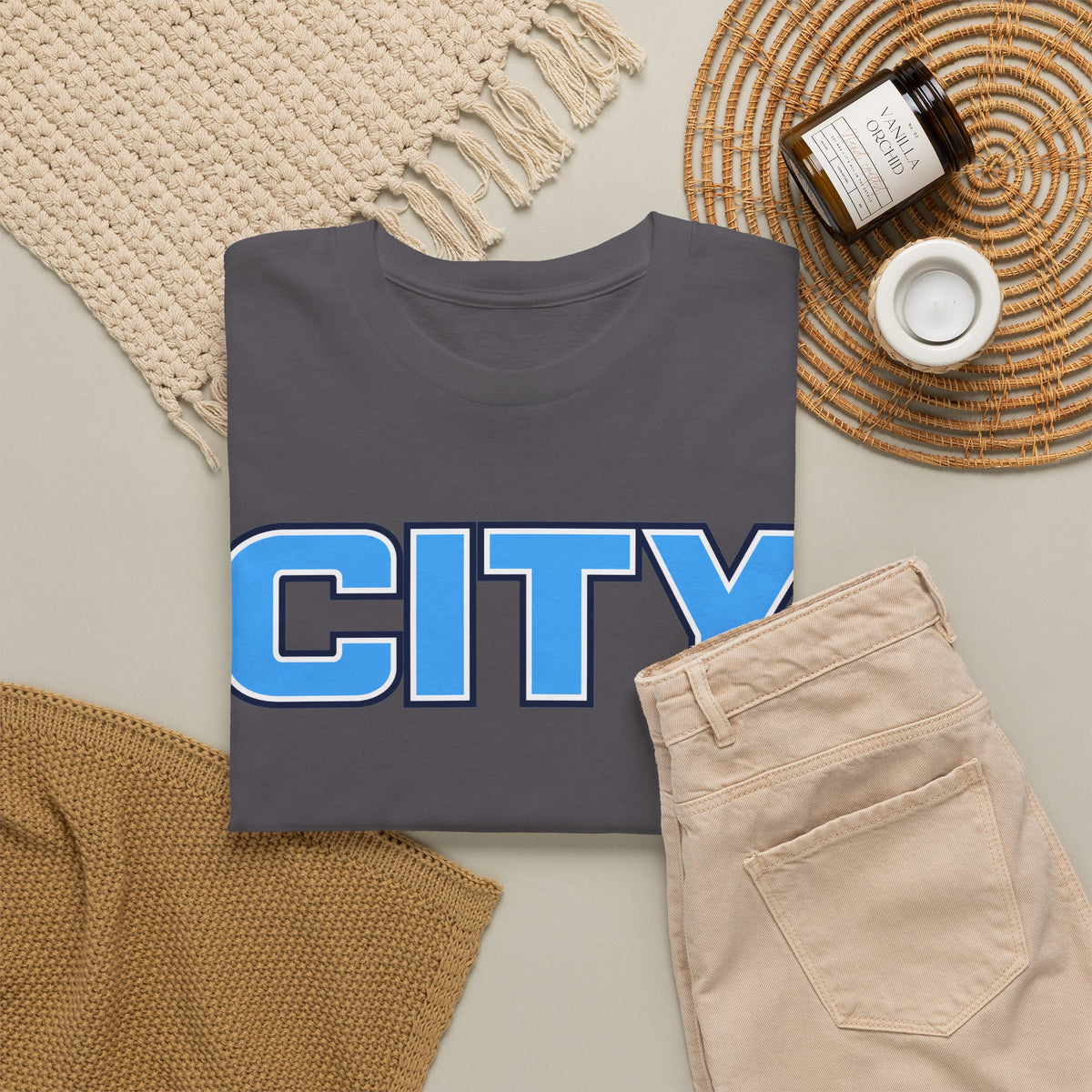 CITY Graphic Tee — Retro Man City Inspired Blue Block Letter T-Shirt