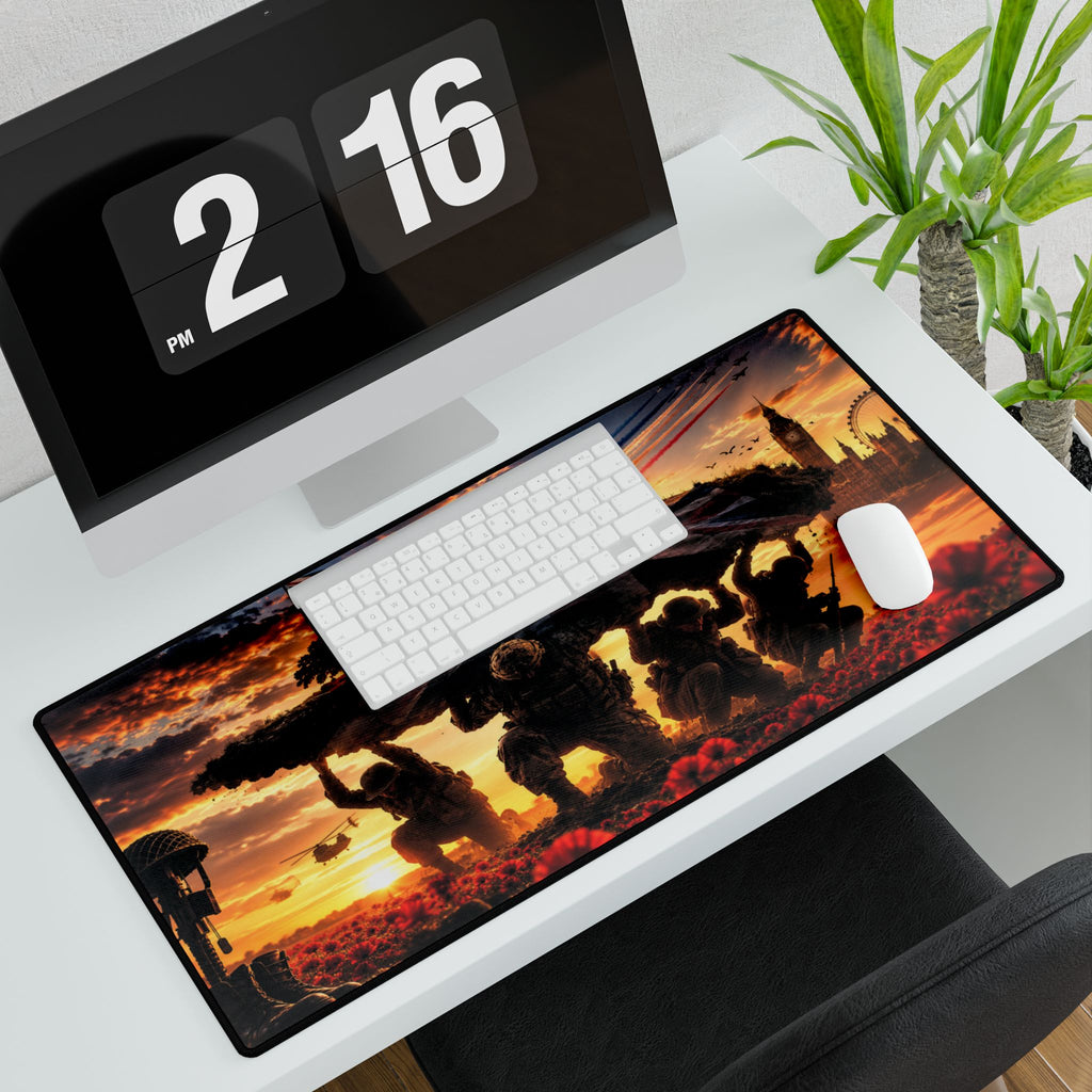 Veteran Tribute Desk Mat – Remembrance Poppy Battlefield Scene