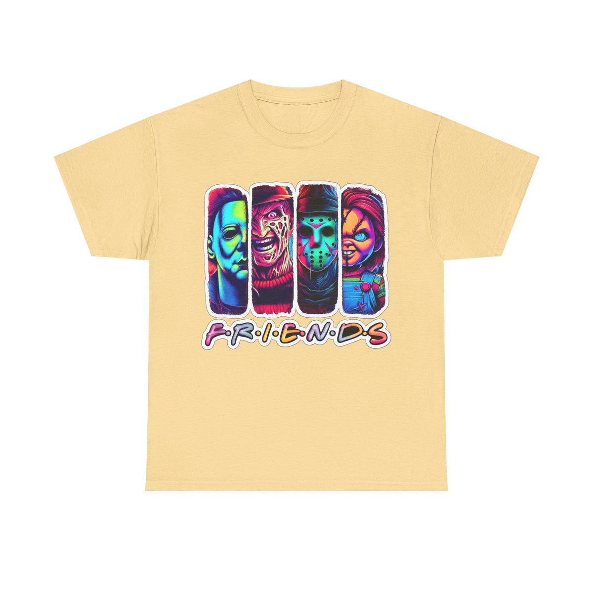 Halloween Horror Icons "Friends" T-Shirt — Neon Retro Slasher Tee