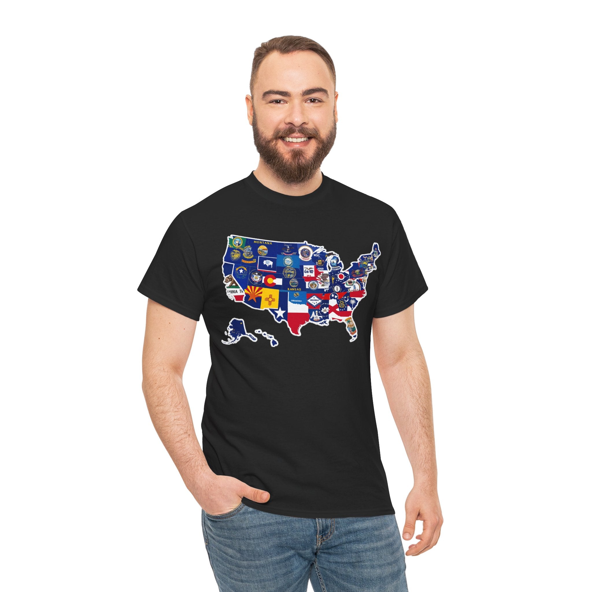 USA Map Flag T-Shirt — United States State Flag Map Tee