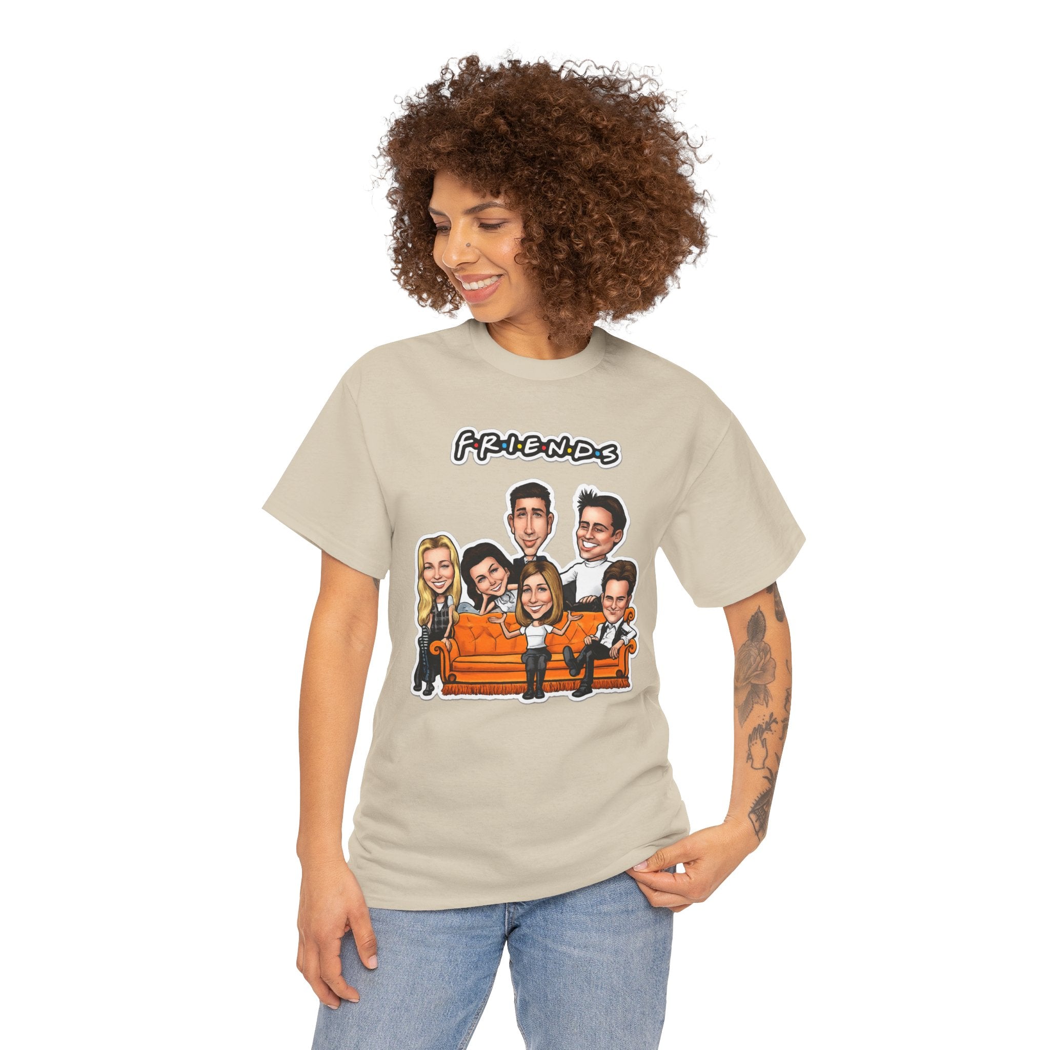 Friends TV Show Cartoon Cast T-Shirt — Iconic Couch Graphic Tee