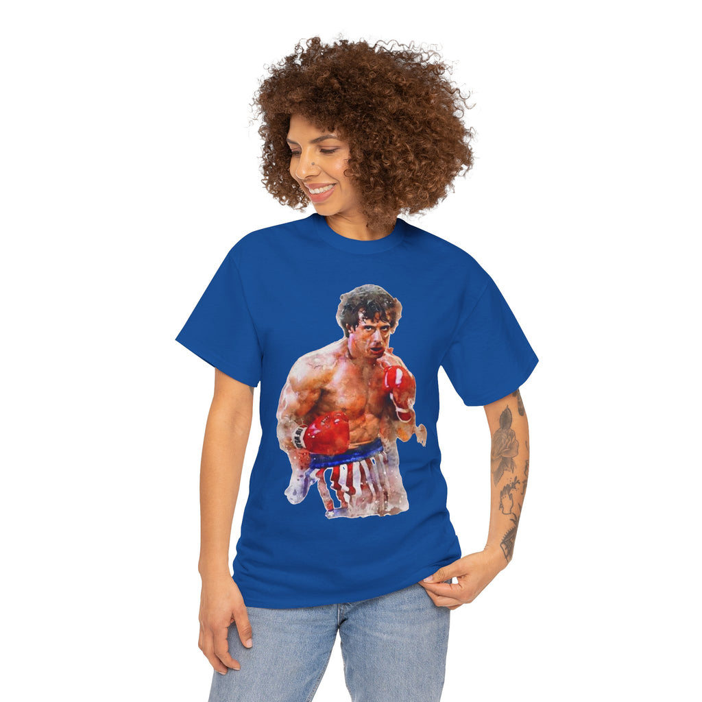 Boxer Rocky Painting T‑Shirt — Vintage American Flag Boxing Tee