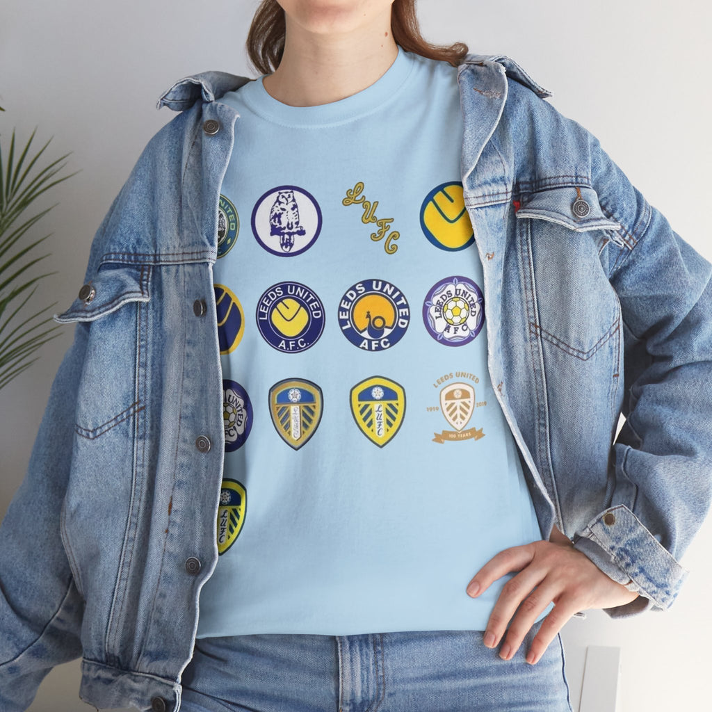 Leeds United Retro Crest Cotton T-Shirt — Vintage Football Club Emblem Tee