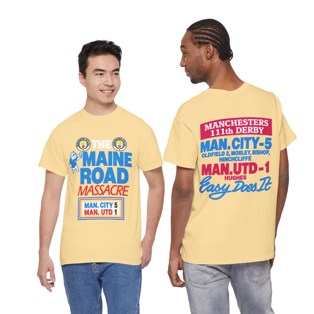 Maine Road Massacre Retro Cotton T-Shirt — Man City 5 vs Man Utd 1 Retro September 1989 Derby T‑Shirt