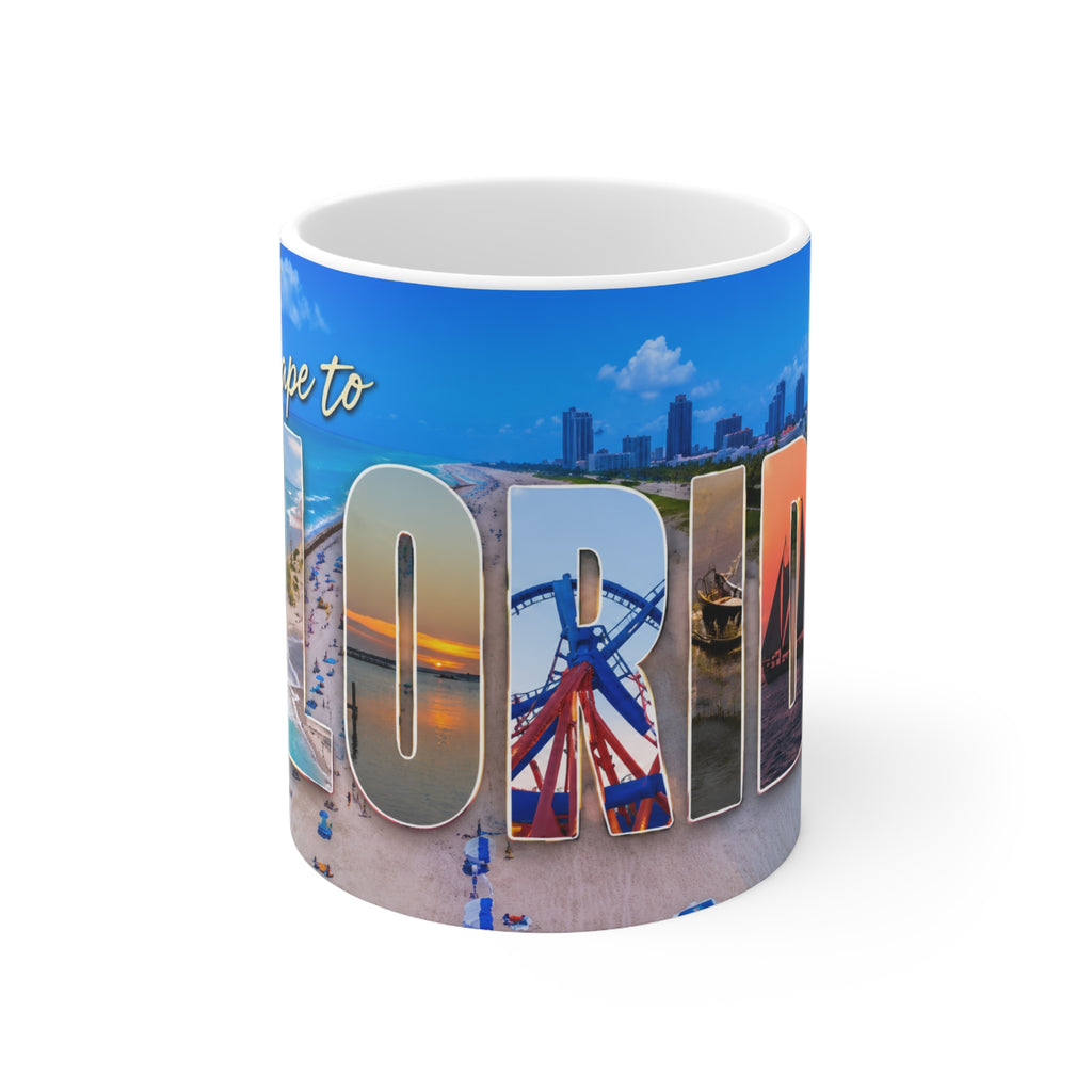 Florida Vacation Mug - "Escape to Florida" Ceramic Coffee Cup, 11oz & 15oz