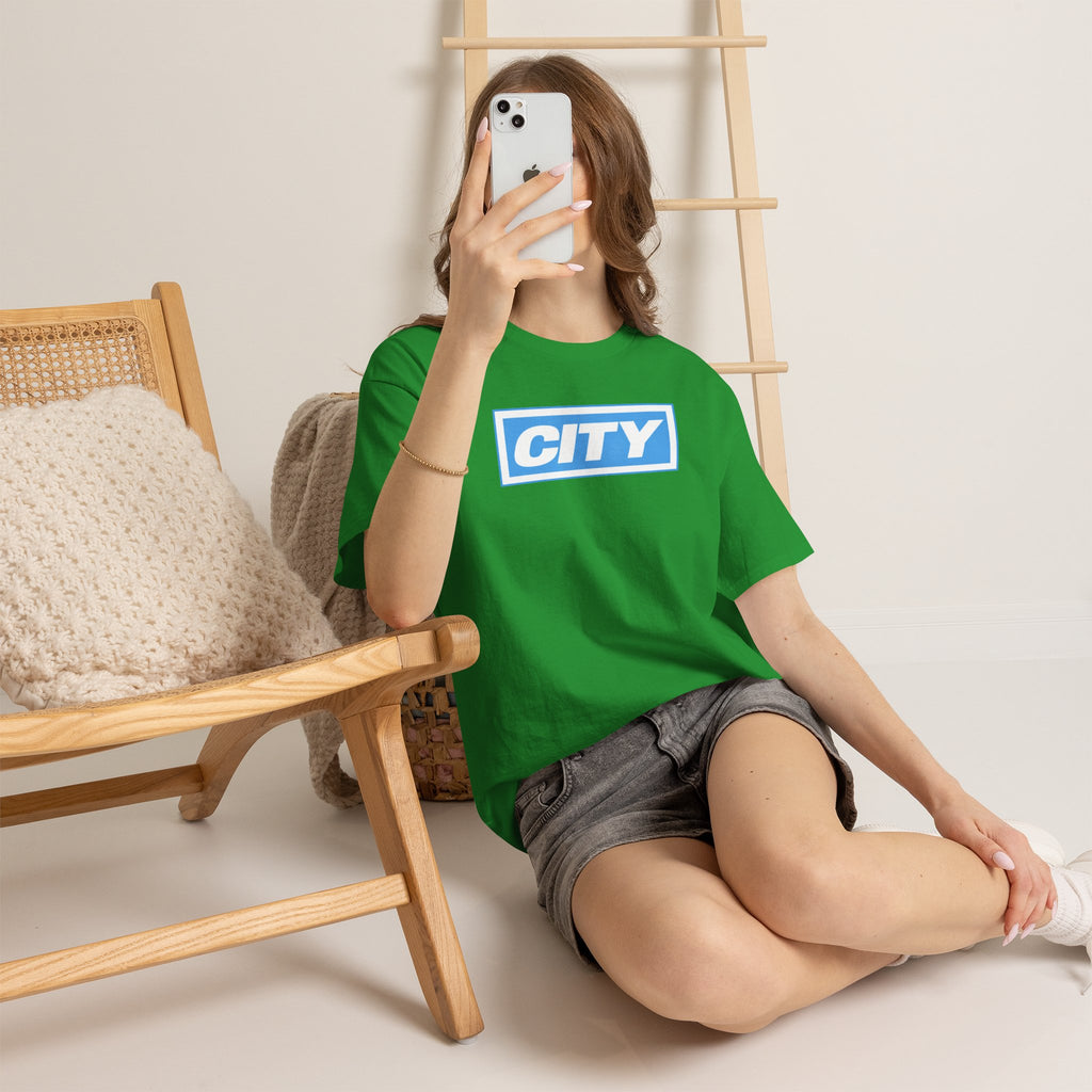 City Logo T-Shirt — Bold Blue Box Graphic Tee