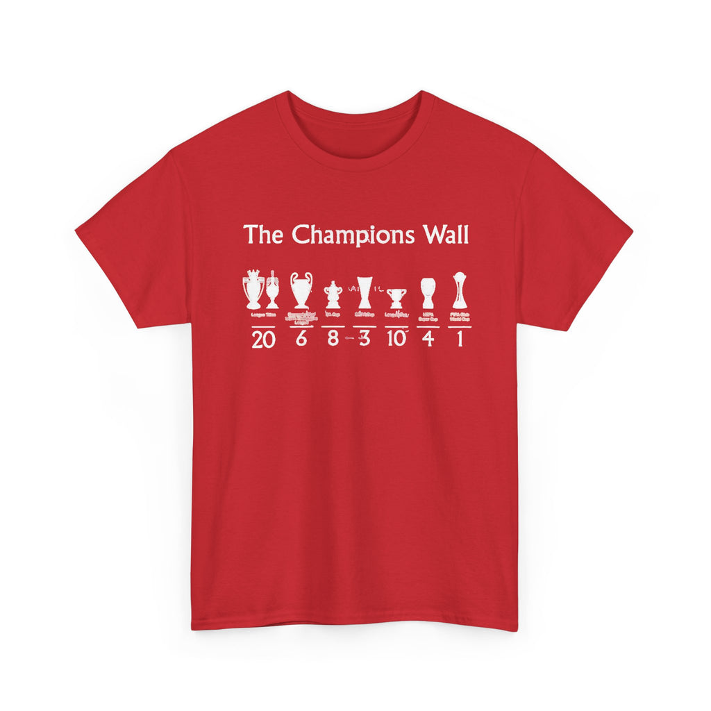 Liverpool The Champions Wall T-Shirt – Soccer/Football Trophy Timeline Tee