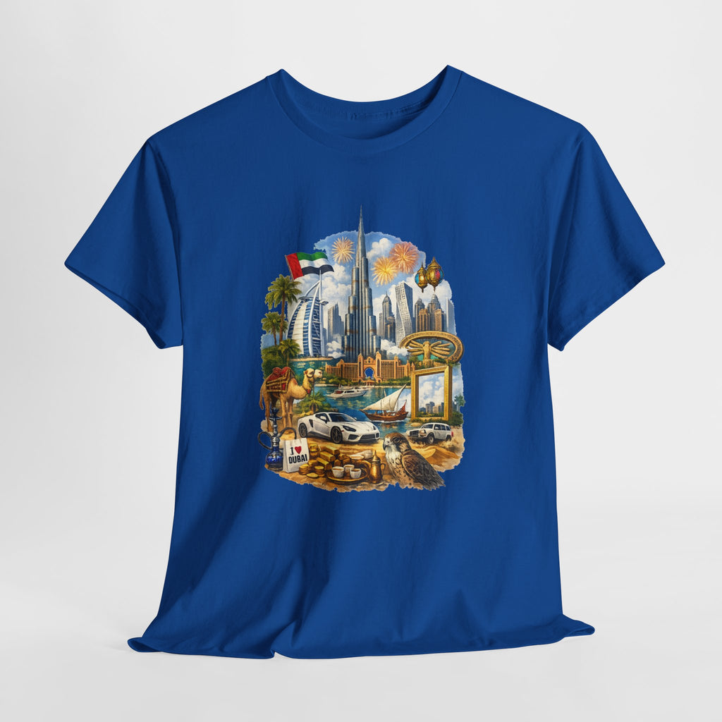 Dubai Skyline Beach Vacation T-Shirt – Retro Travel Collage Tee
