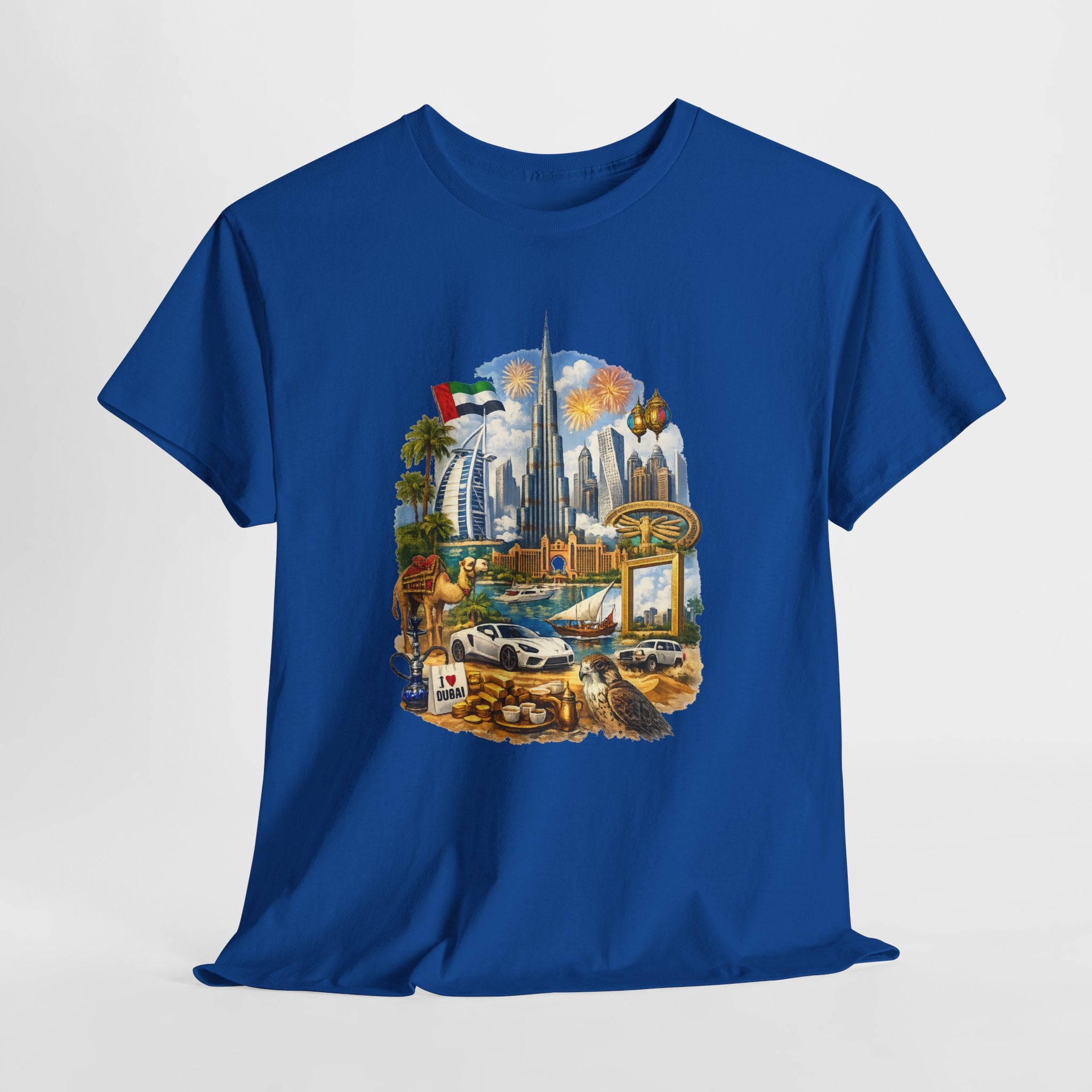 Dubai Skyline Beach Vacation T-Shirt – Retro Travel Collage Tee