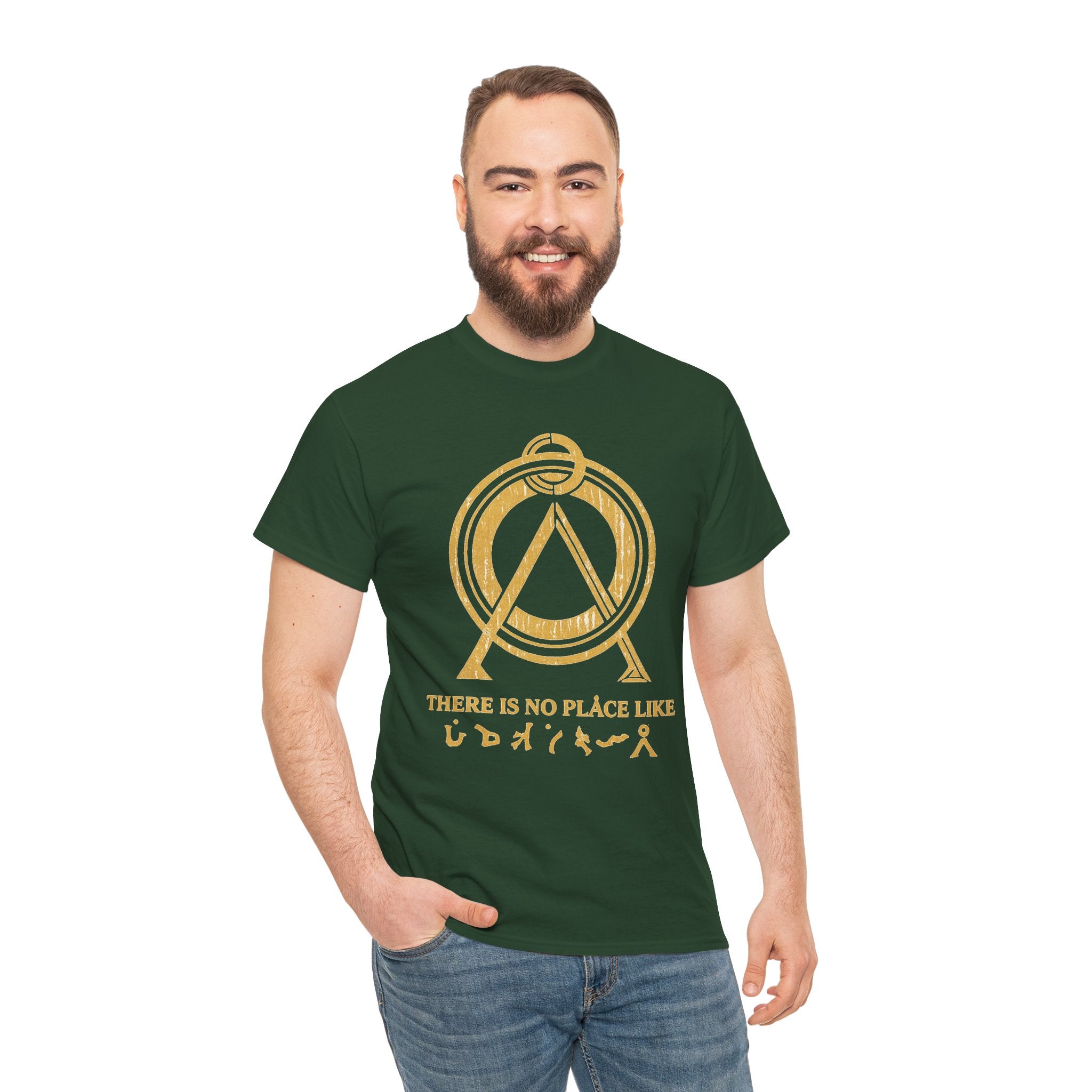 There Is No Place Like Home Graphic Tee — Vintage Gold Sigil T‑Shirt