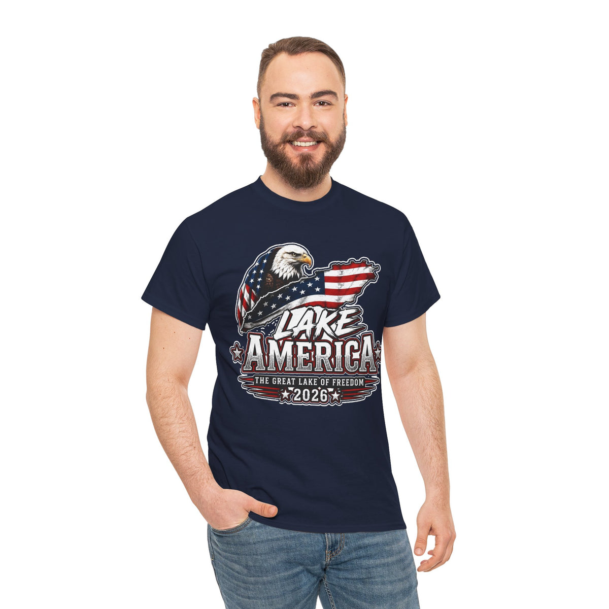 Lake America 2026 Eagle Flag Cotton T-Shirt