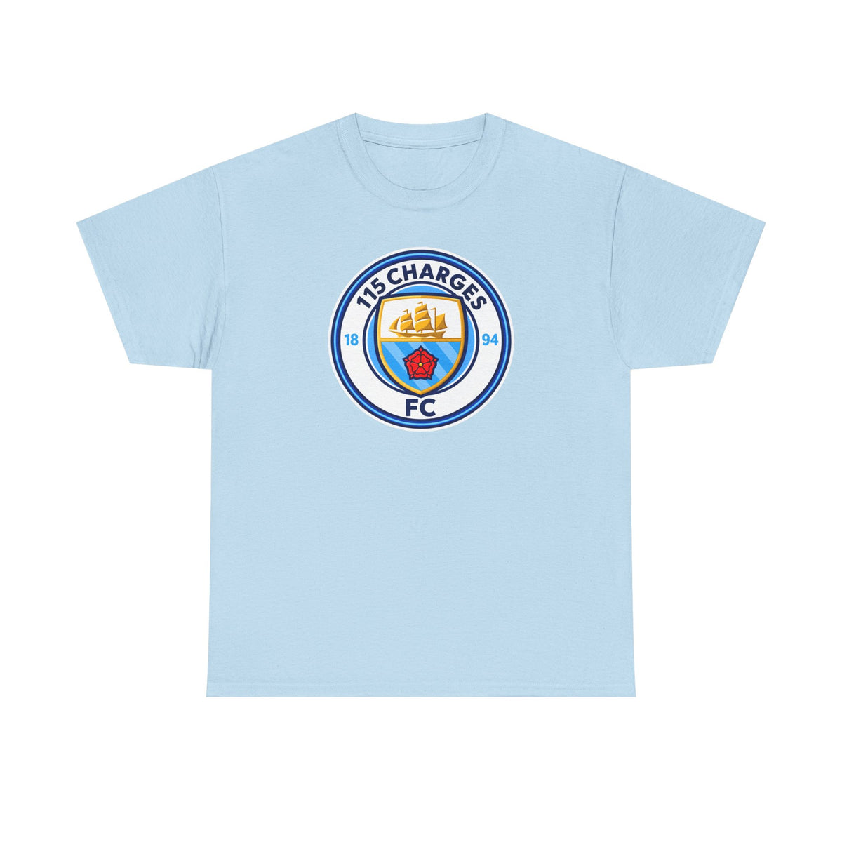 115 Charges FC Crest Cotton Tee — Vintage Blue Club Logo T-Shirt