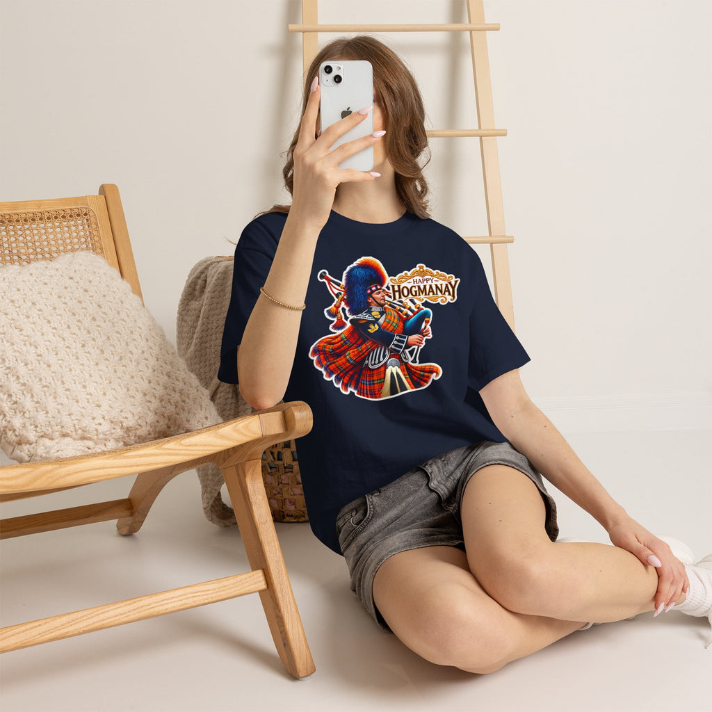 Hogmanay Bagpiper T‑Shirt — Happy Hogmanay Scottish New Year Tee