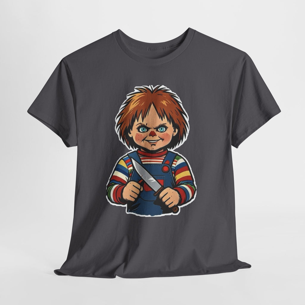Horror Doll Knife Tee — Creepy Chucky-Inspired Graphic T-Shirt