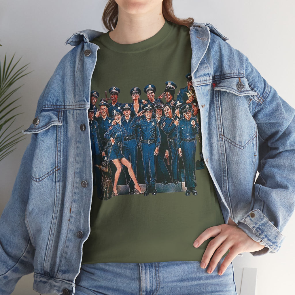 Police Academy Movie Inspired Cotton T‑Shirt — Retro Squad Photo Tee