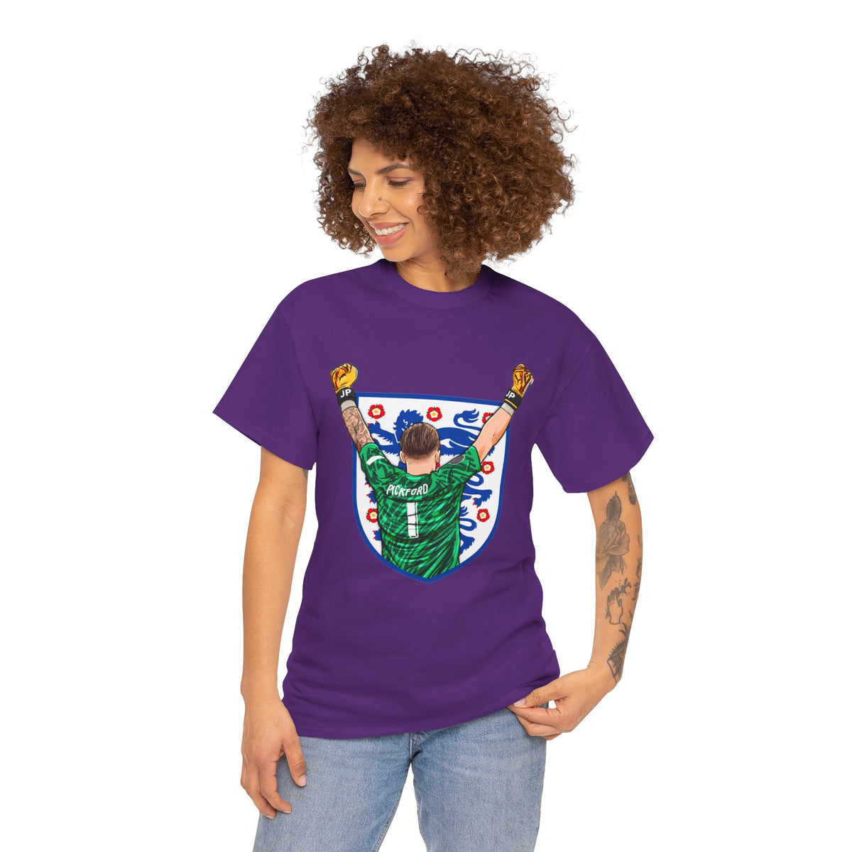 Pickford England Number 1 Goalkeeper Graphic Tee — Victory Pose Jersey Design
