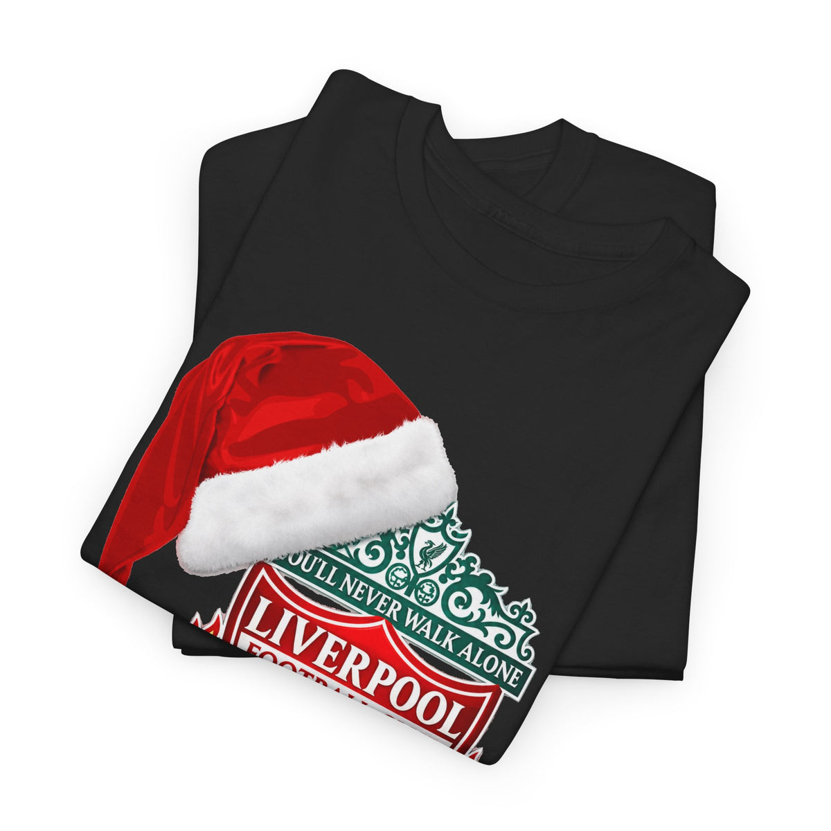 Liverpool FC Crest T‑Shirt with Santa Hat — Christmas Football Fan Tee