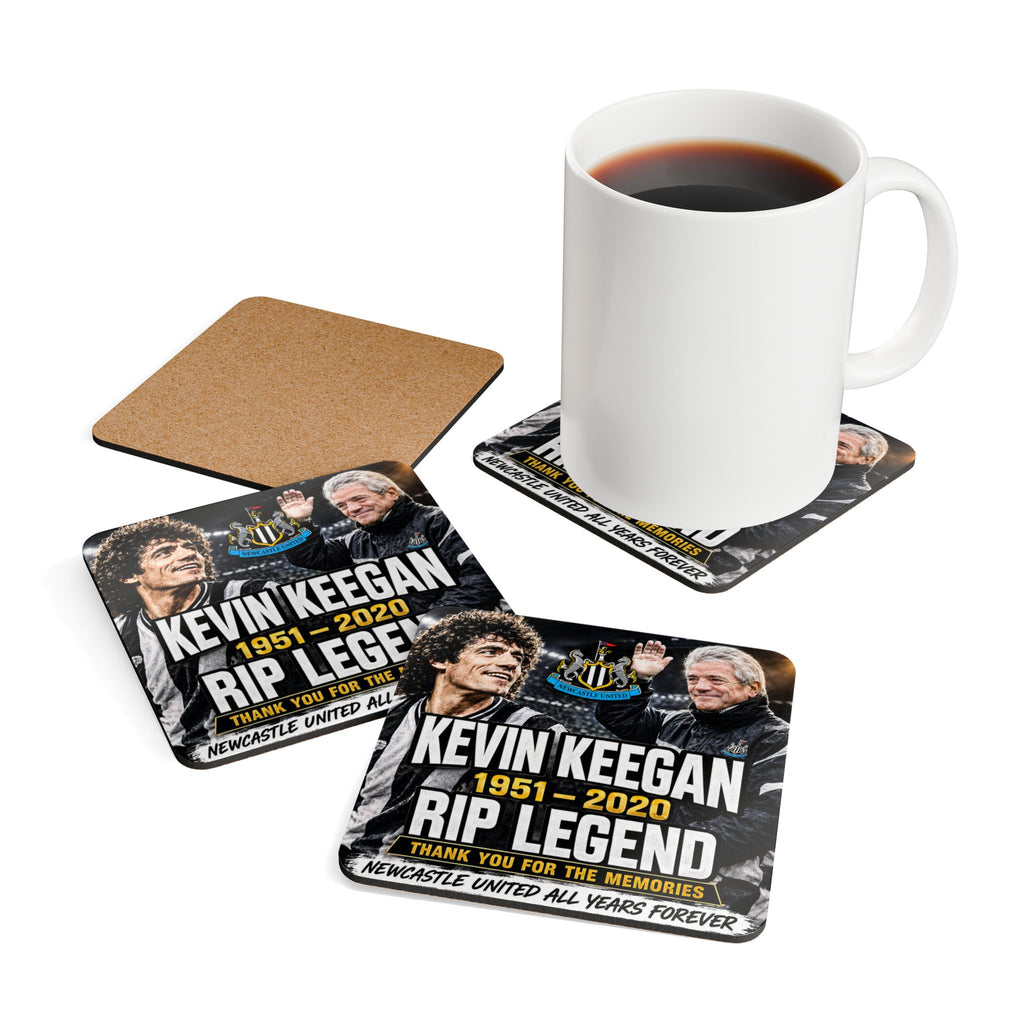 Kevin Keegan Memorial Cork Coaster Set — "RIP LEGEND 1951–2020" Newcastle United Tribute