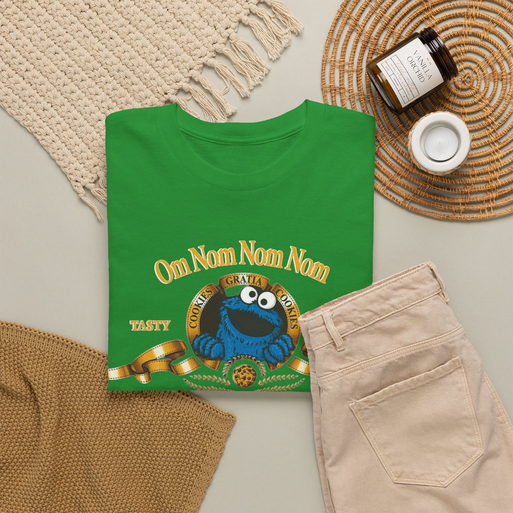 Cookie Monster "Om Nom Nom Nom" Vintage Badge Cotton T‑Shirt