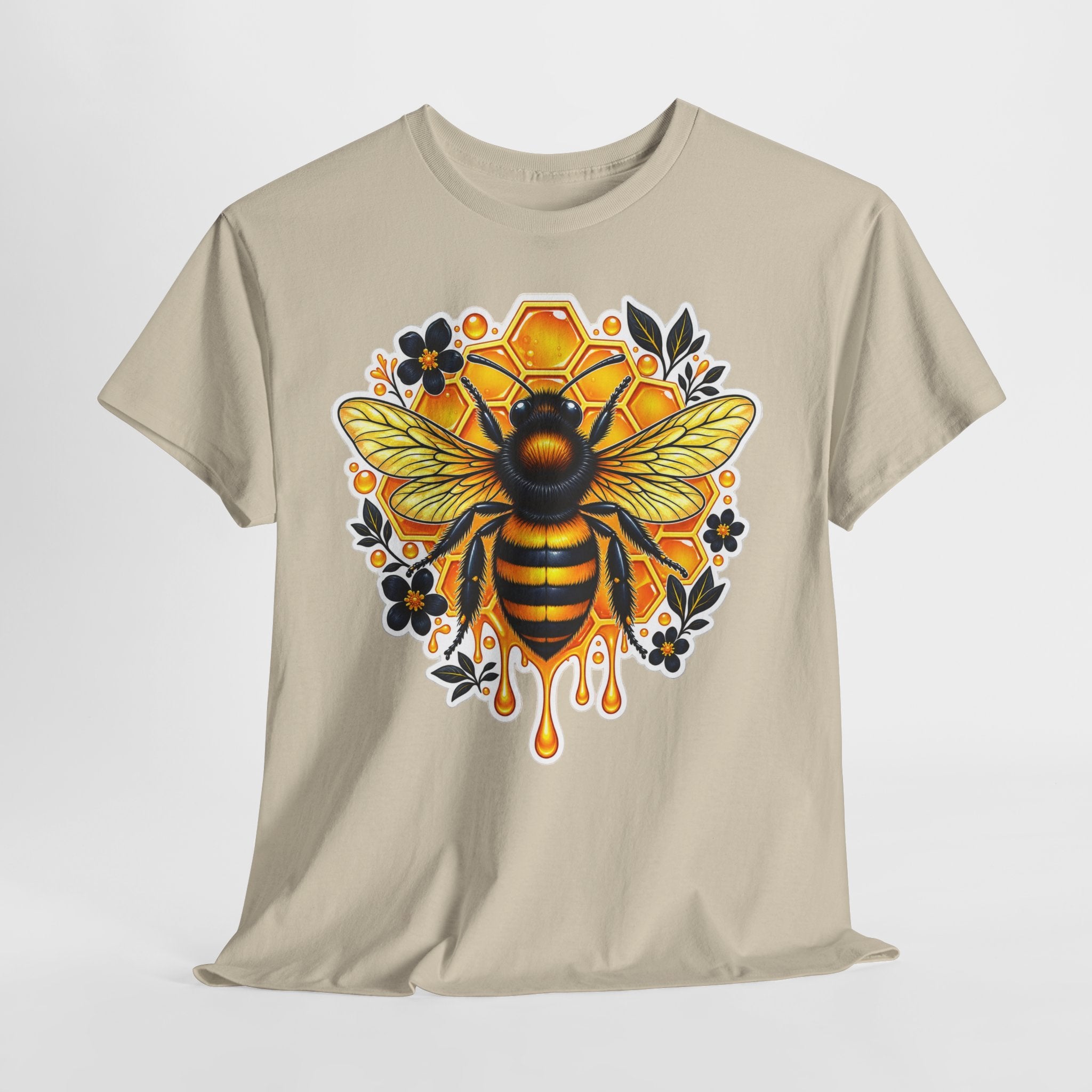 Manchester Bee Honeycomb T‑Shirt — Floral Dripping Honey Graphic Tee