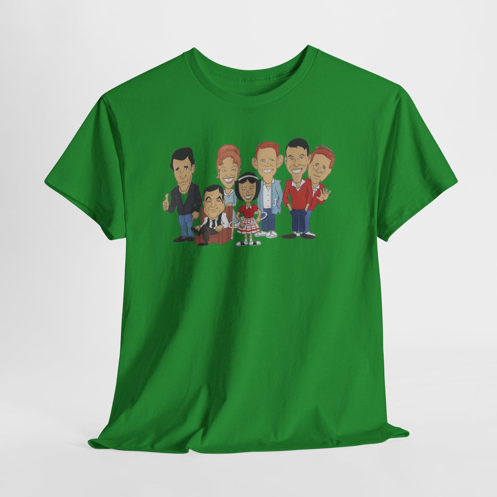 Happy Days Retro TV Cast Cartoon Tee - Vintage Sitcom Character Group Shirt