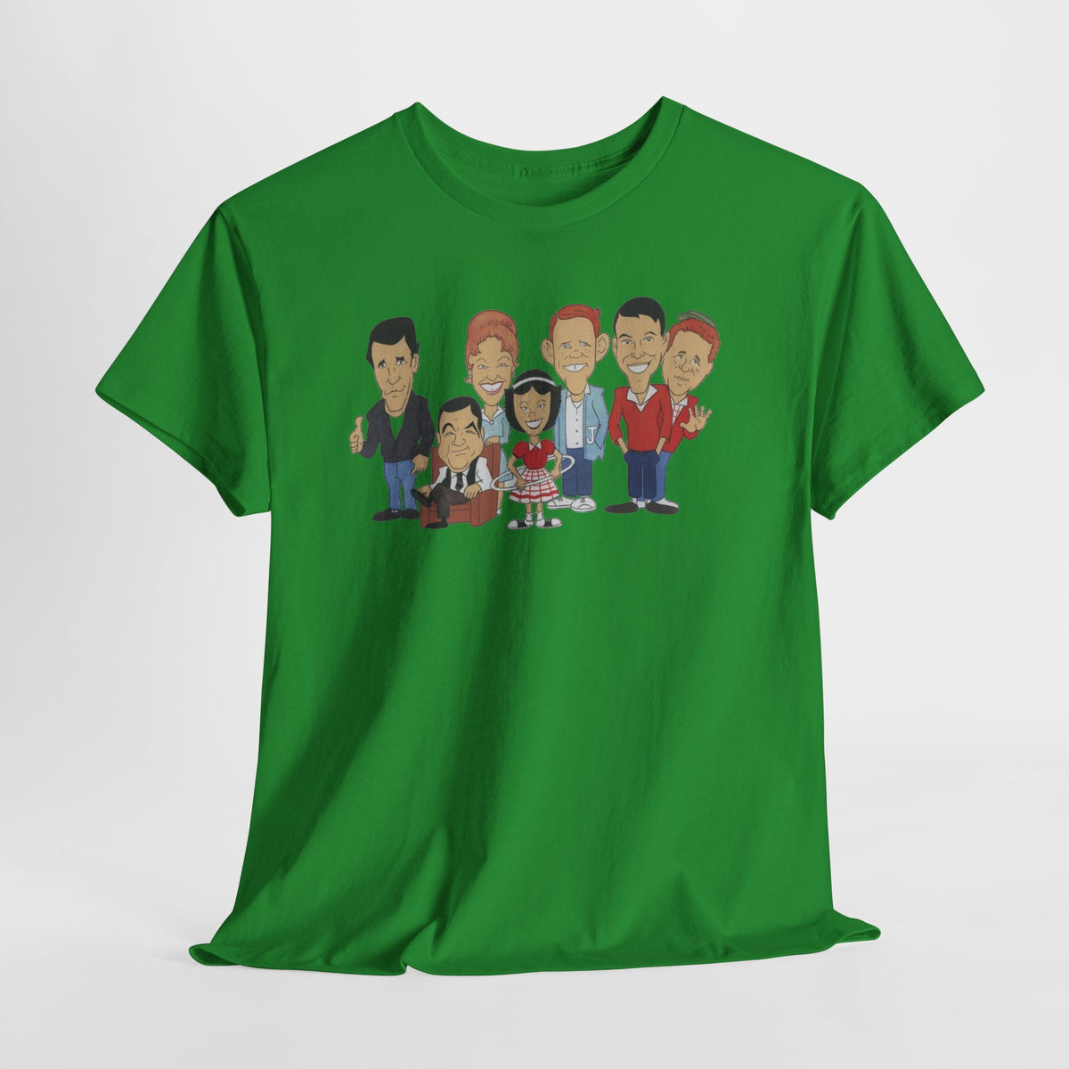 Happy Days Retro TV Cast Cartoon Tee - Vintage Sitcom Character Group Shirt