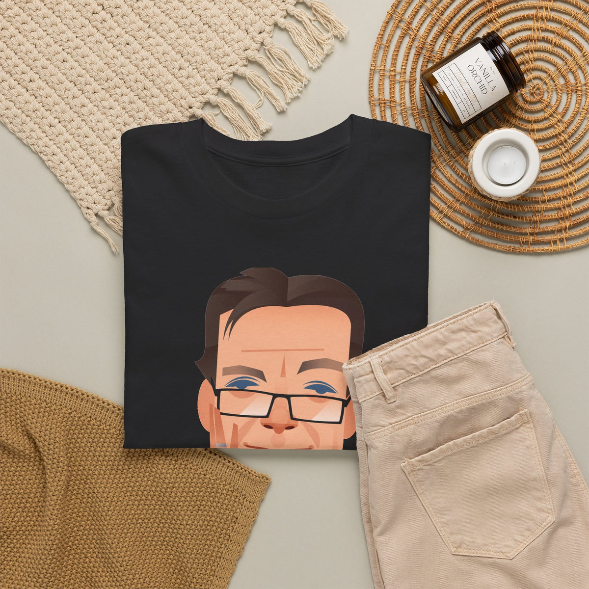 Tony Wilson Manchester Legend Caricature Gentleman Face Cotton T-Shirt