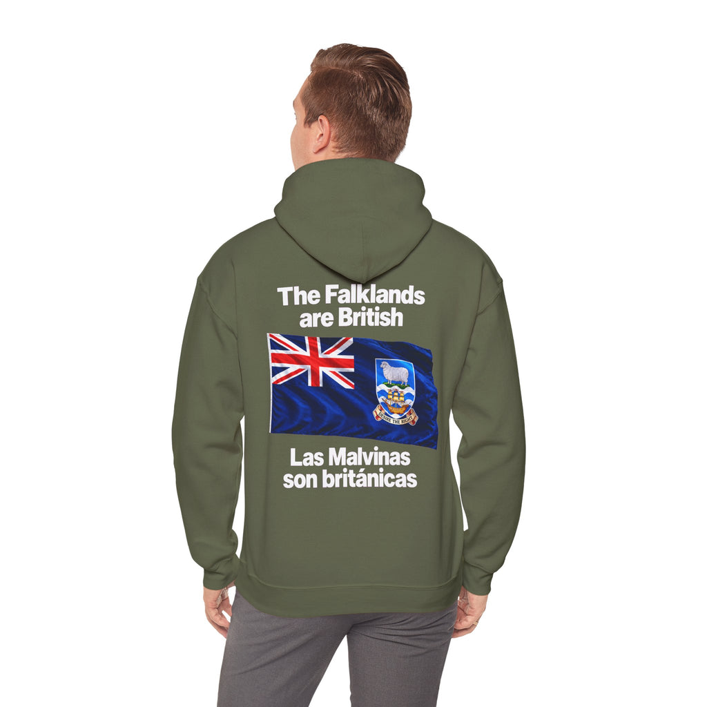 Falklands Are British Hoodie – Bilingual 'Las Malvinas son británicas' Flag Pullover