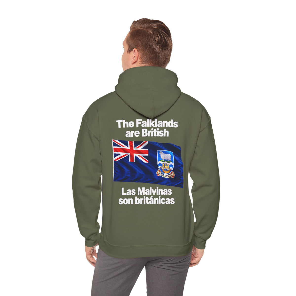 Falklands Are British Hoodie – Bilingual 'Las Malvinas son británicas' Flag Pullover