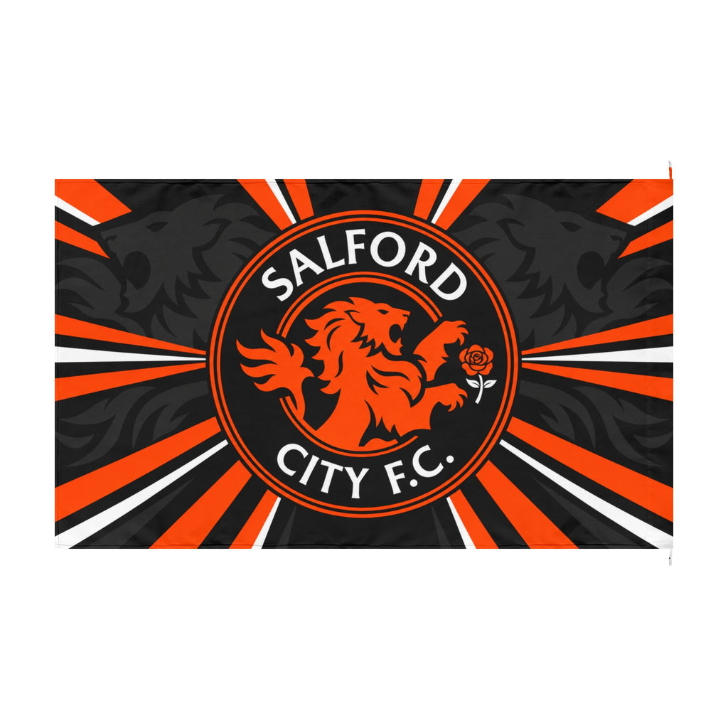 Salford City F.C. Double-Sided Supporters Flag — Lion Crest Football Banner