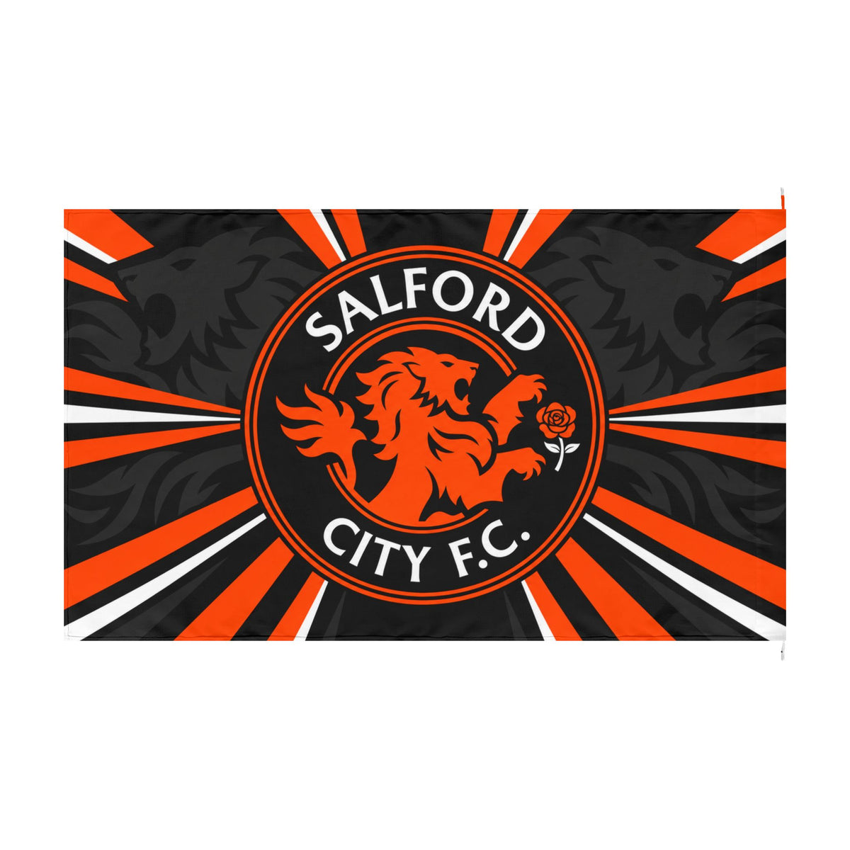 Salford City F.C. Double-Sided Supporters Flag — Lion Crest Football Banner