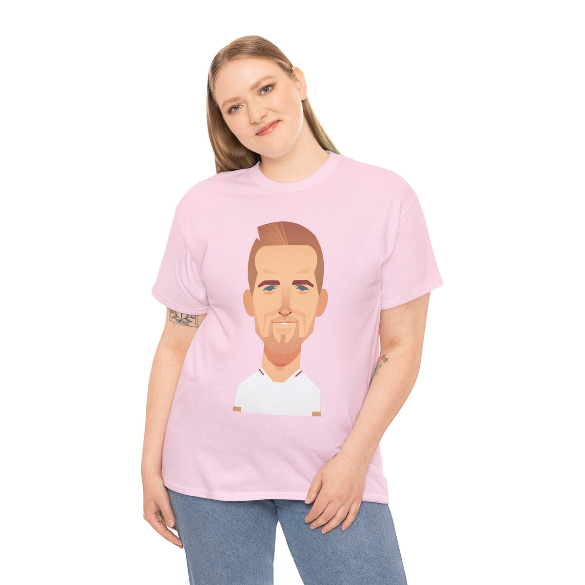 Harry Kane England Caricature Portrait Tee — Minimal Male Face Graphic Cotton T-Shirt