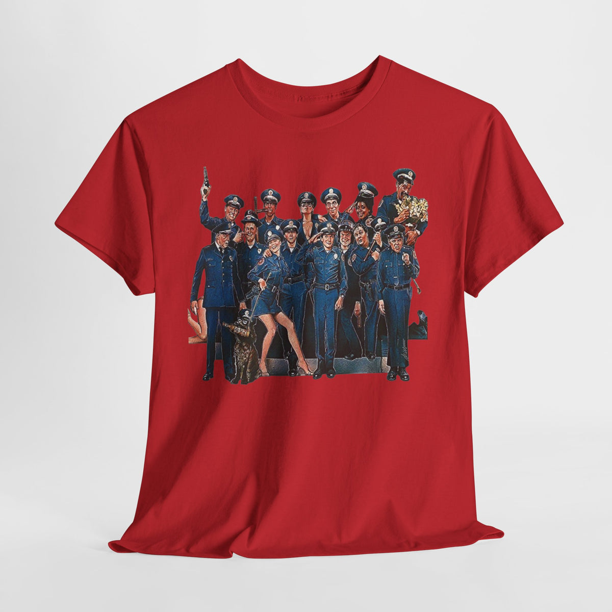 Police Academy Movie Inspired Cotton T‑Shirt — Retro Squad Photo Tee