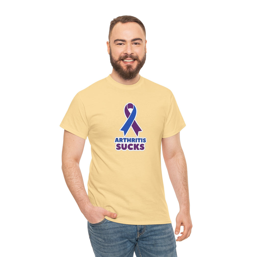 Arthritis Sucks Awareness T-Shirt — Purple & Blue Ribbon Support Tee