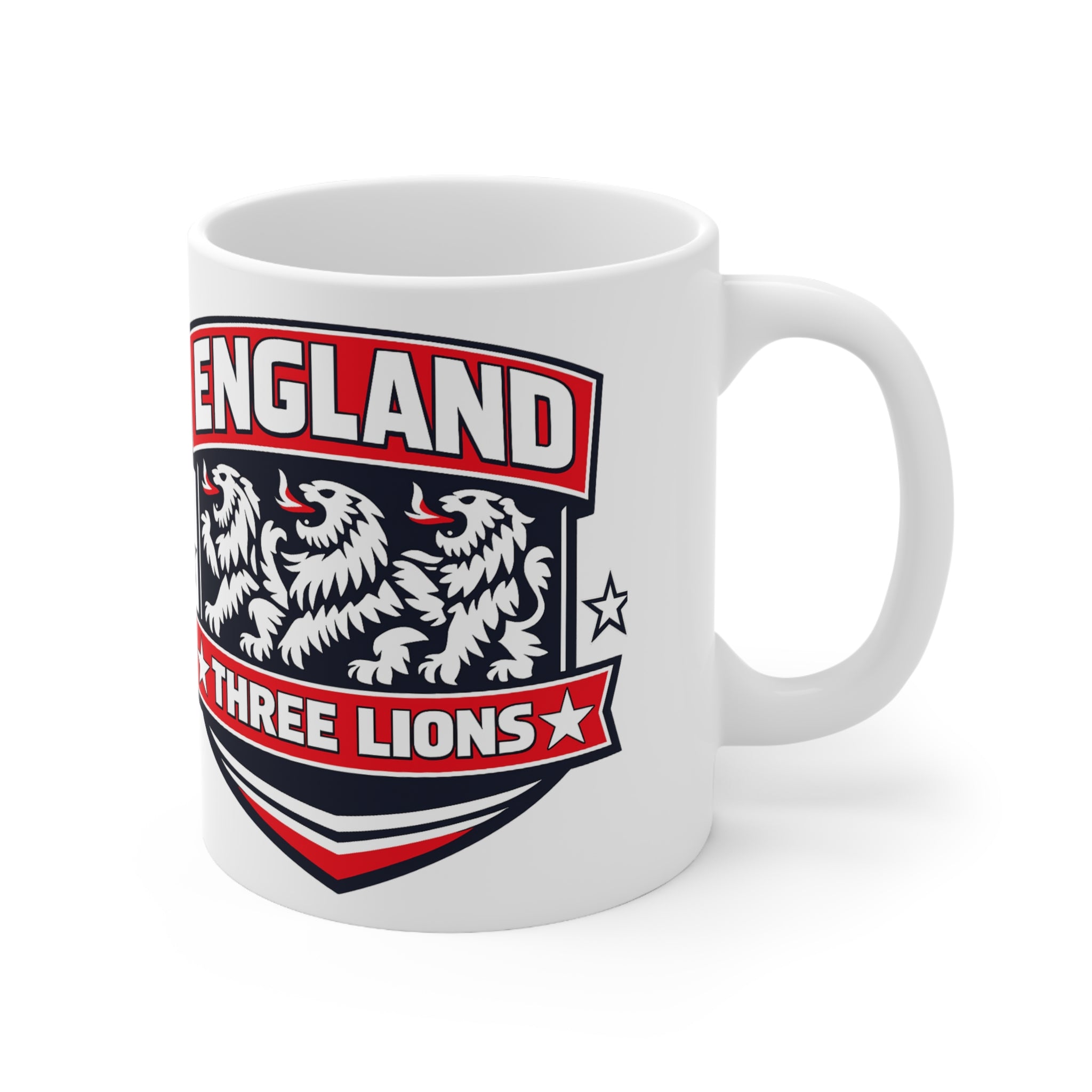 England Three Lions Ceramic Coffee Mug — 11oz & 15oz Football Fan Mug