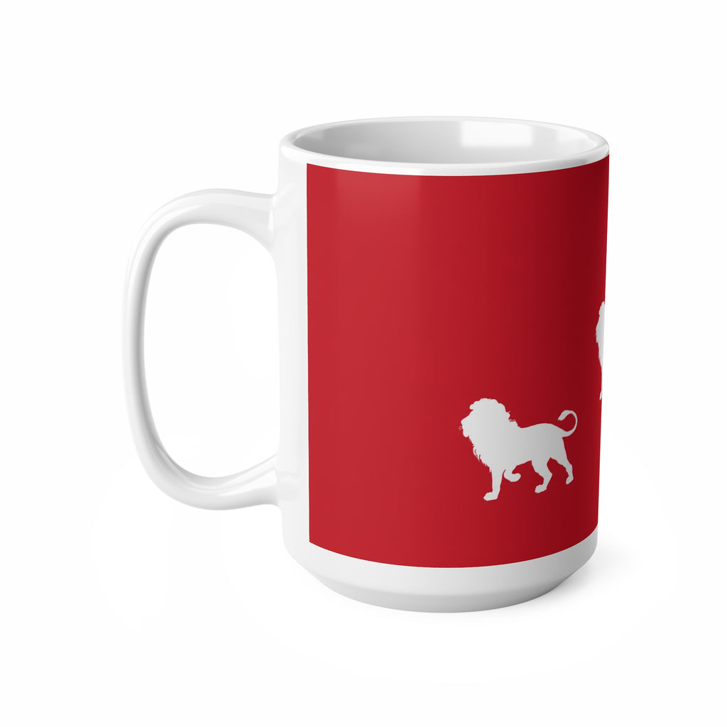 3 Lions Silhouette Ceramic Mug — Red Safari Coffee Cup (11oz & 15oz)