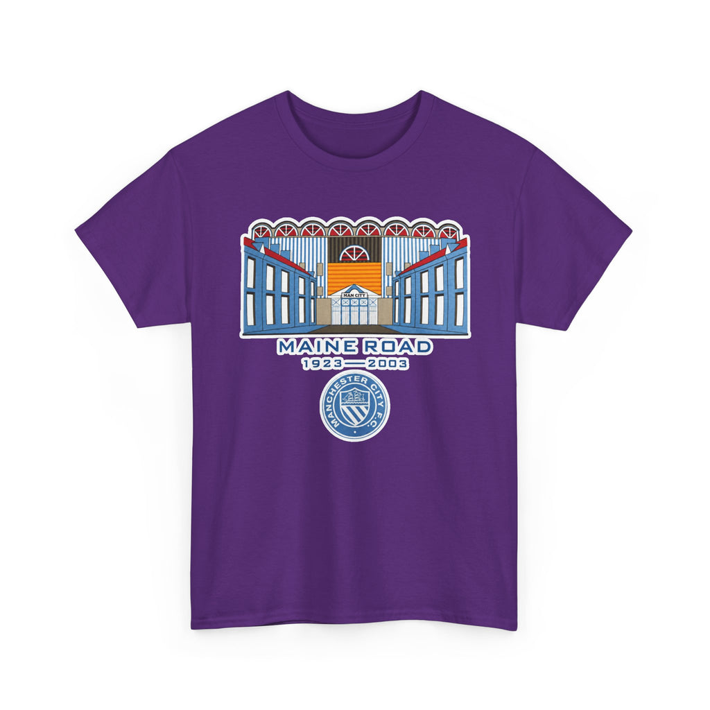 Maine Road 1923–2003 Cotton T-Shirt — Vintage Stadium Illustration Tee