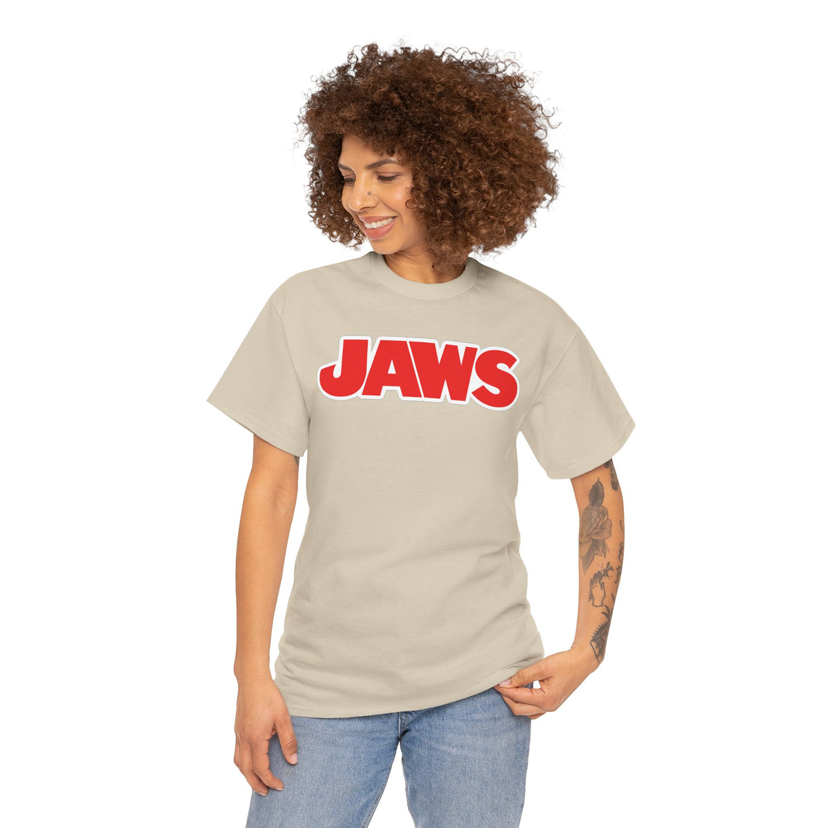 Jaws Logo Tee — Retro Red Movie Graphic T‑Shirt