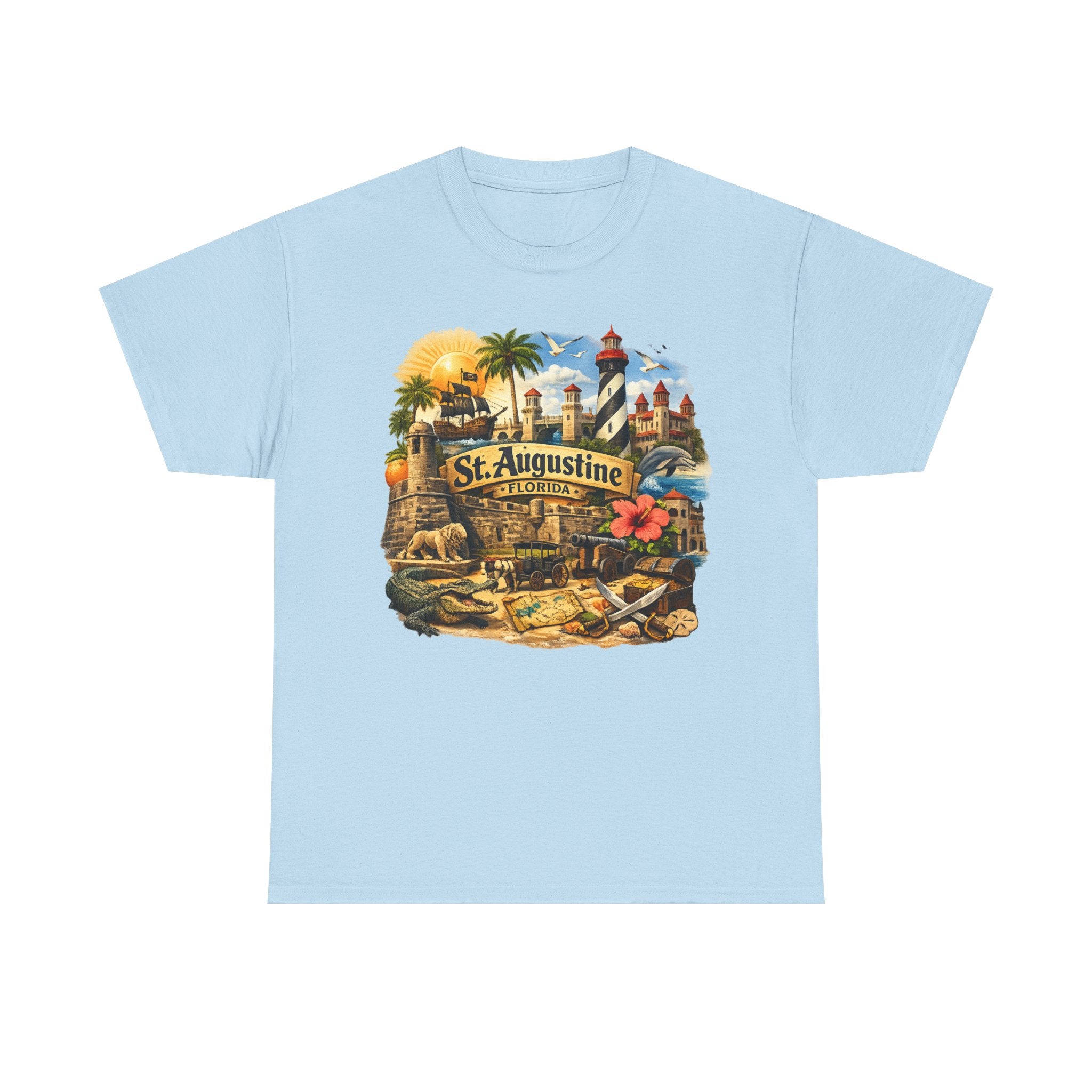 St. Augustine Florida Vintage Travel Tee — Retro Beach & Lighthouse Souvenir T-Shirt