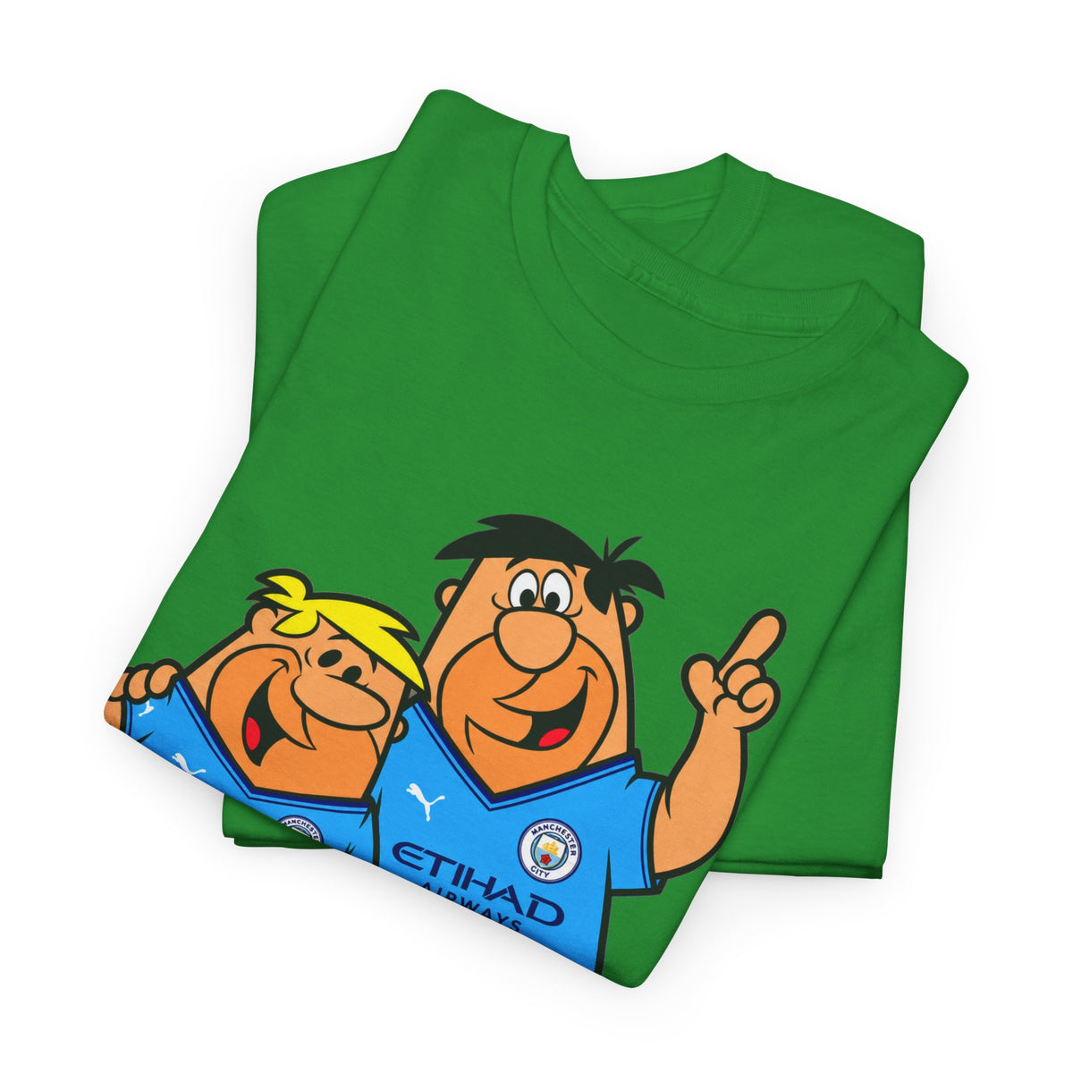 Manchester City The Flintstones Etihad Airways Cartoon Cotton T-Shirt