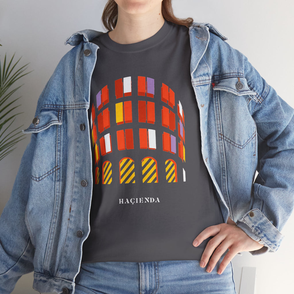 Hacienda Arch Graphic Cotton T-Shirt Tee — Retro Sunset Window Illustration