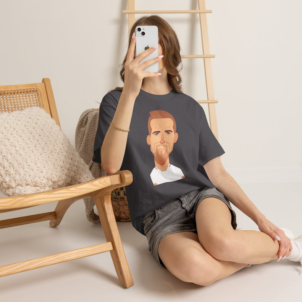 Harry Kane England Caricature Portrait Tee — Minimal Male Face Graphic Cotton T-Shirt