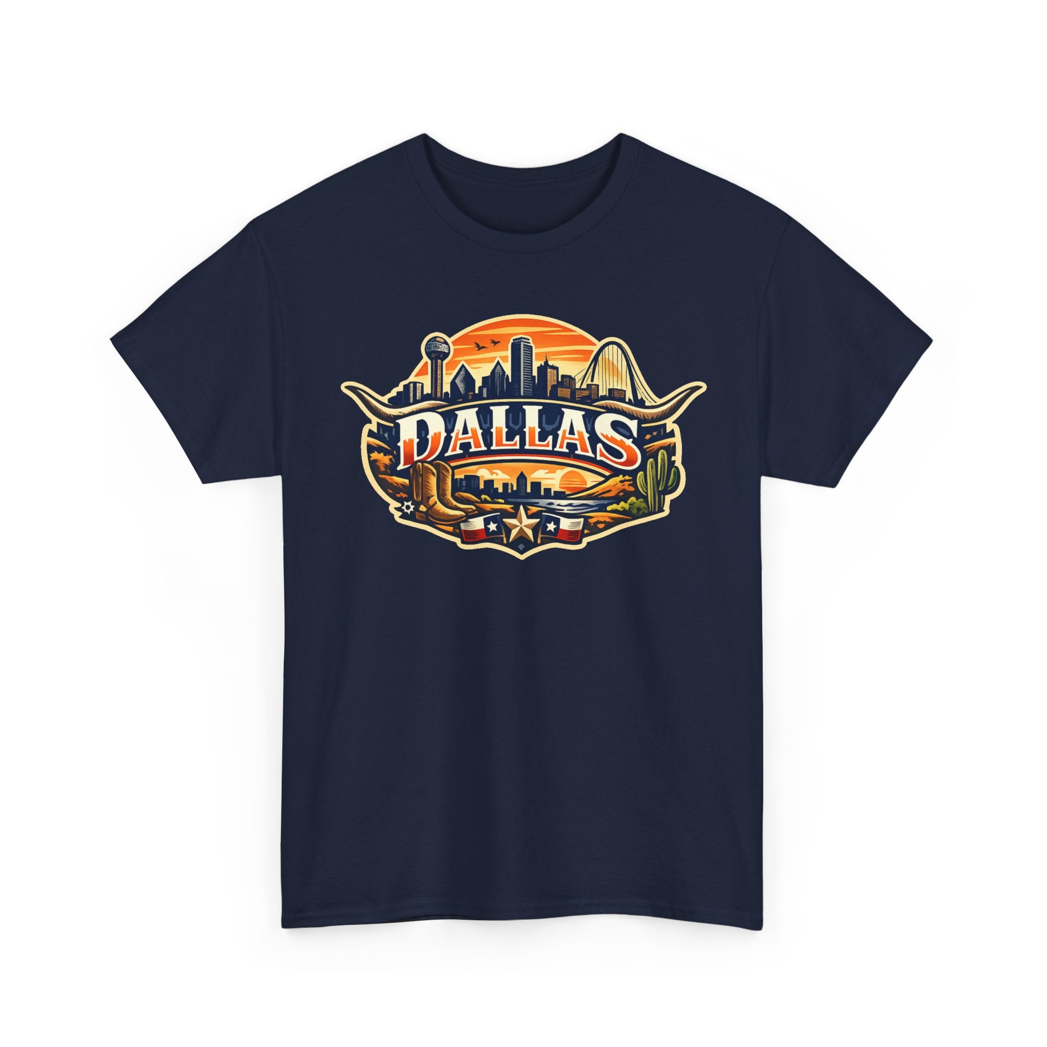 Dallas Skyline Retro Tee — Vintage Cityscape T‑Shirt with 'Dallas' Graphic