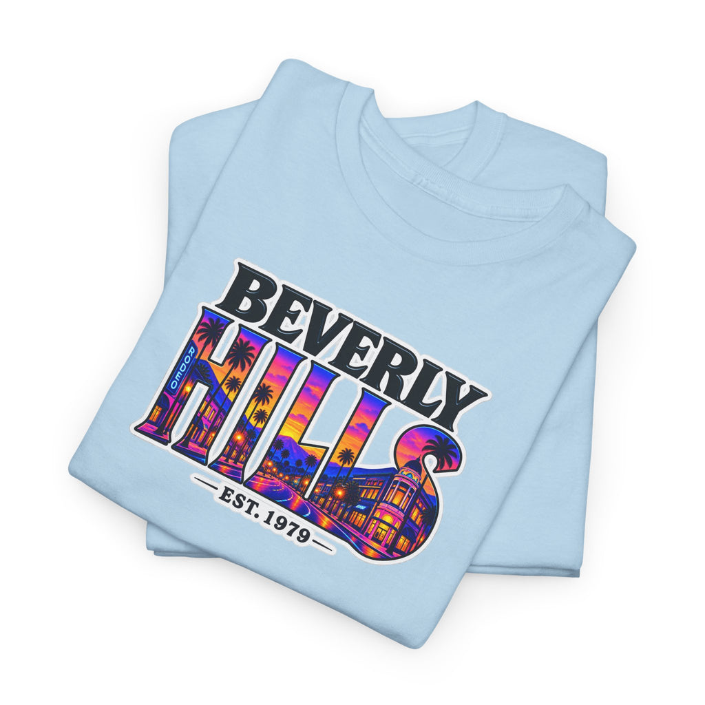 Beverly Hills Retro Sunset Tee — 'Beverly Hills EST. 1979' Graphic T-Shirt