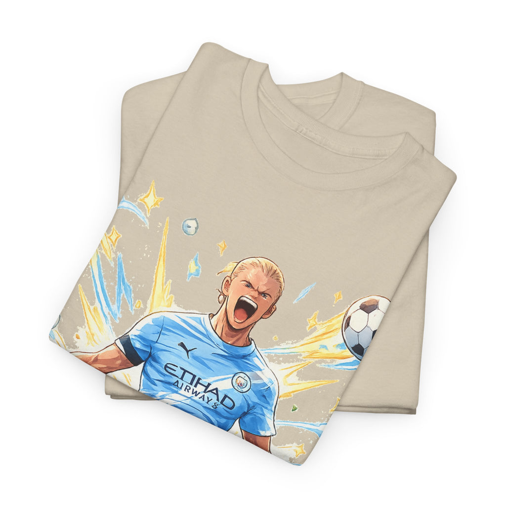 Erling Haaland Anime Fan Tee — Celebratory Football Player Graphic T-Shirt