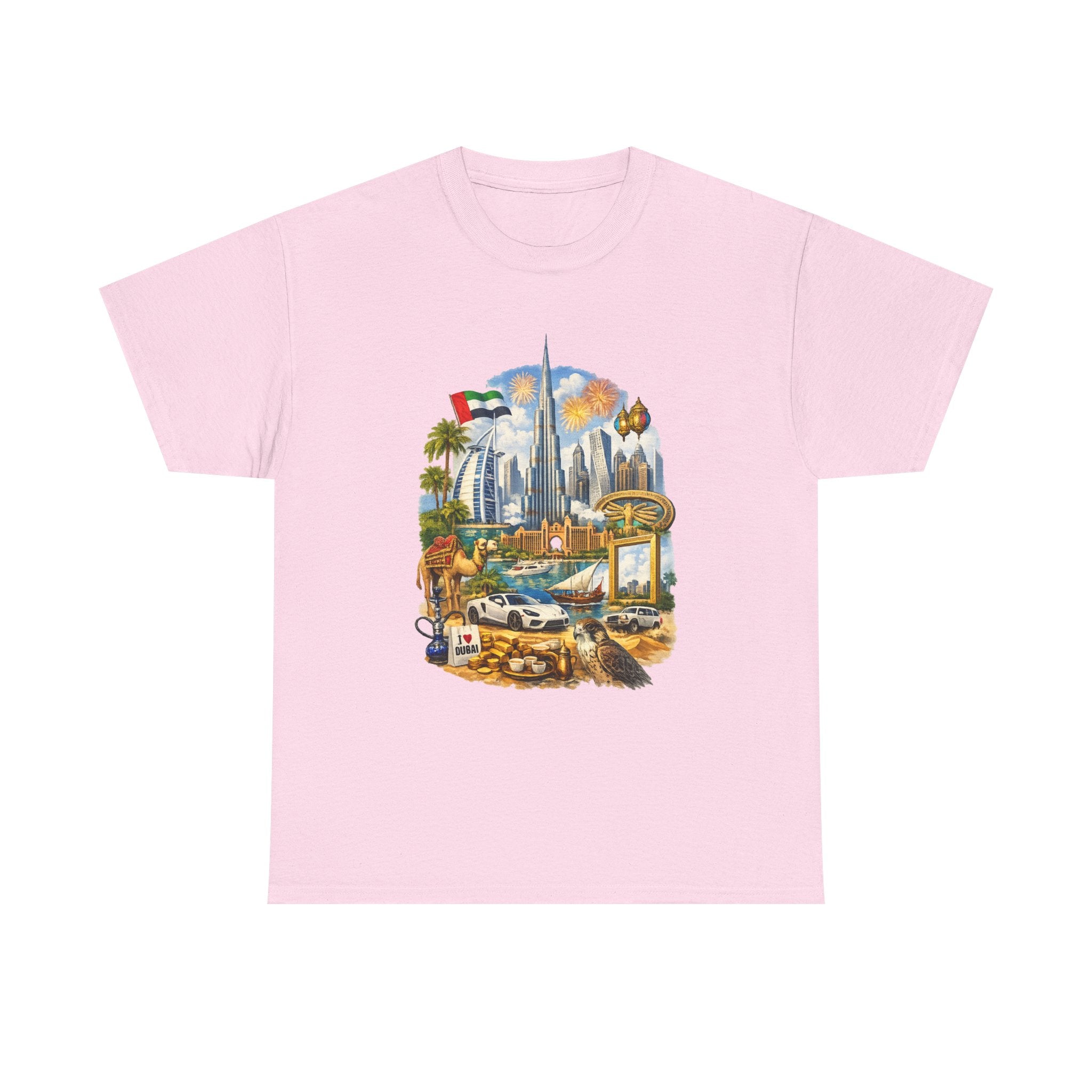 Dubai Skyline Beach Vacation T-Shirt – Retro Travel Collage Tee