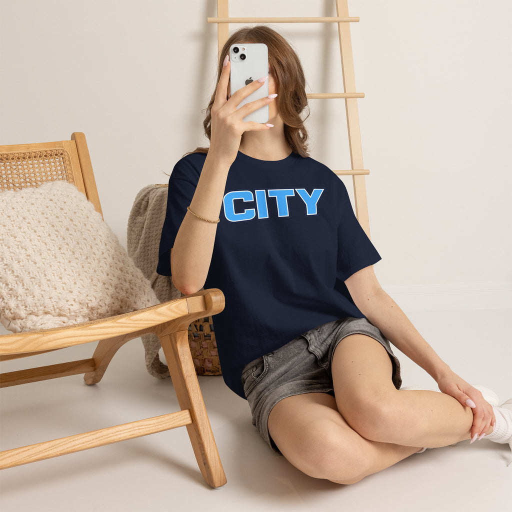 CITY Graphic Tee — Retro Man City Inspired Blue Block Letter T-Shirt